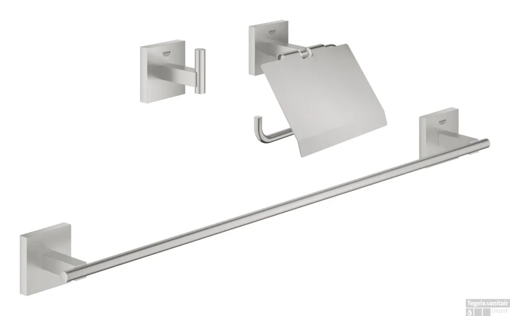 Accessoire set GROHE Start Cube 3-in-1 Met Handdoekhouder Supersteel Lage Kosten