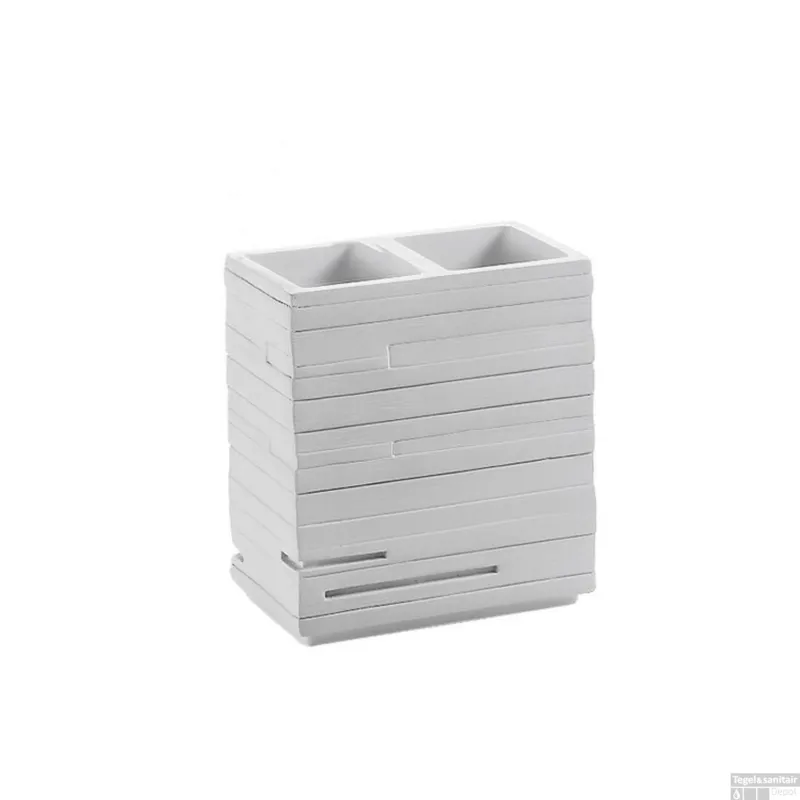 Koopje Tandenborstelhouder Sapho Quadrotto Vrijstaand 11.5x10.2x6.2 cm Polyresin Wit