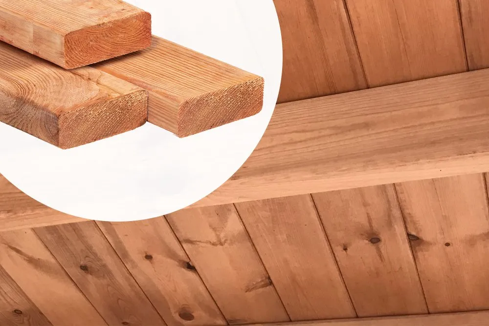 Red Class Wood ligger 6.5x17.5cm Glad geschaafd in Douglas kleur - 4 m Seizoensaanbieding