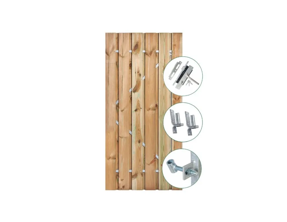 Schuttingdeur Grenen 195cm in stalen deurframe - 100 cm Meest Verkocht