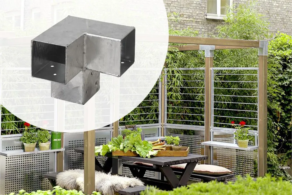 Pergola Hoekverbinding Verzinkt voor 7x7cm palen Direct Verzonden