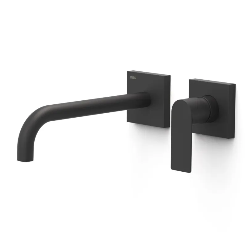 Wastafelmengkraan Inbouw Tres Loft Colors Gebogen Uitloop 24 cm Mat Zwart Seizoensaanbieding
