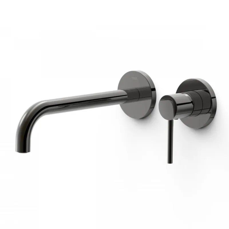 Wastafelmengkraan Inbouw Tres Study Exclusive 2-Gats Gebogen Uitloop 24 cm en Hendel Metallic Zwart Finale Uitverkoop