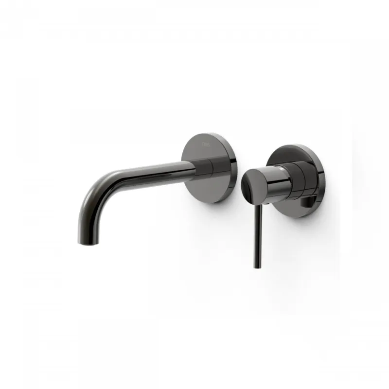 Wastafelmengkraan Inbouw Tres Study Exclusive 2-Gats Gebogen Uitloop 18 cm en Hendel Metallic Zwart Aanbieding