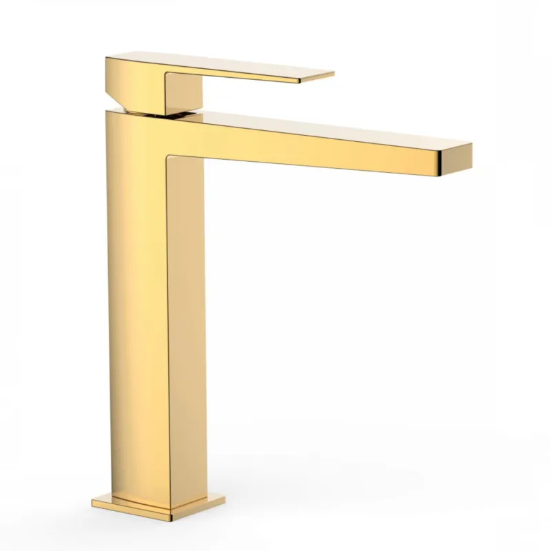 Wastafelmengkraan Tres Slim Exclusive Vierkant met Hendel Goud Betrouwbaar