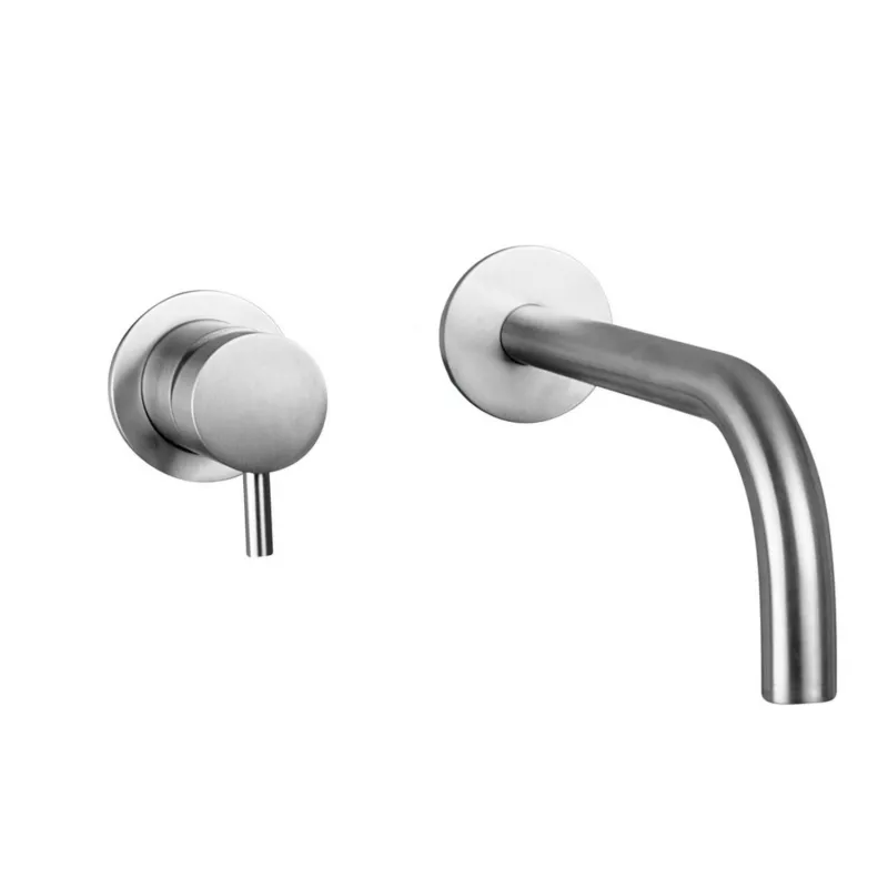 Inbouw Wastafelkraan Sanimex Bellezza Bagno 1-hendel Uitloop Gebogen 25 cm Geborsteld RVS Gereduceerde Prijs