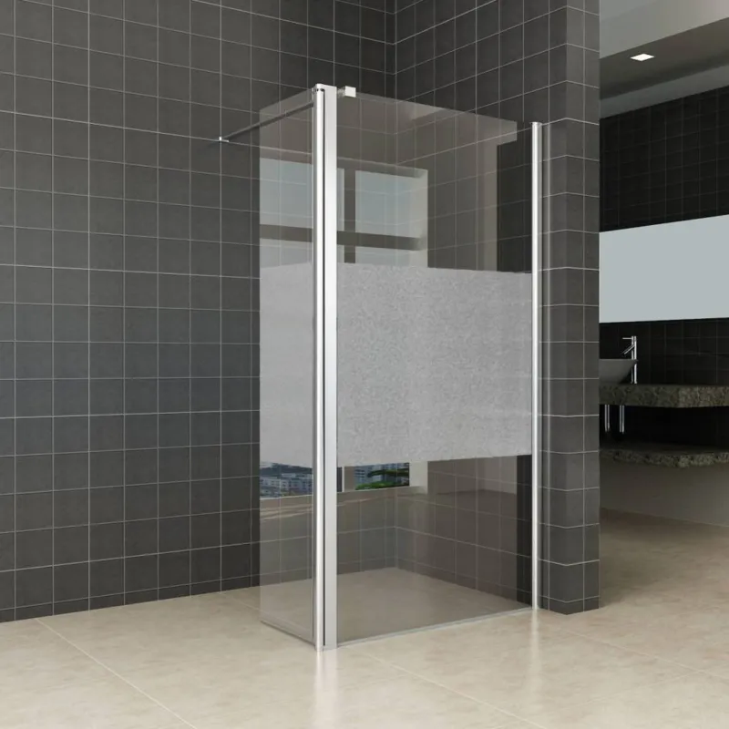 Wiesbaden zijwand+scharnierprof.rechts 350x2000 10mm NANO ged.matglas Populair