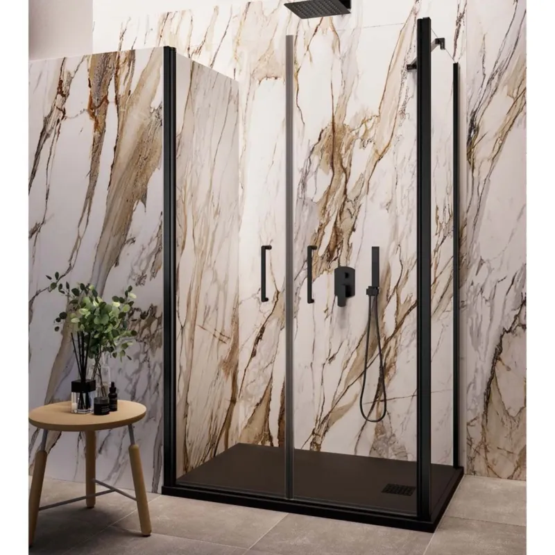 Aanbieding Zijwand Lacus Giglio Evo 80x200 Cm Aluminium Profiel Zwart