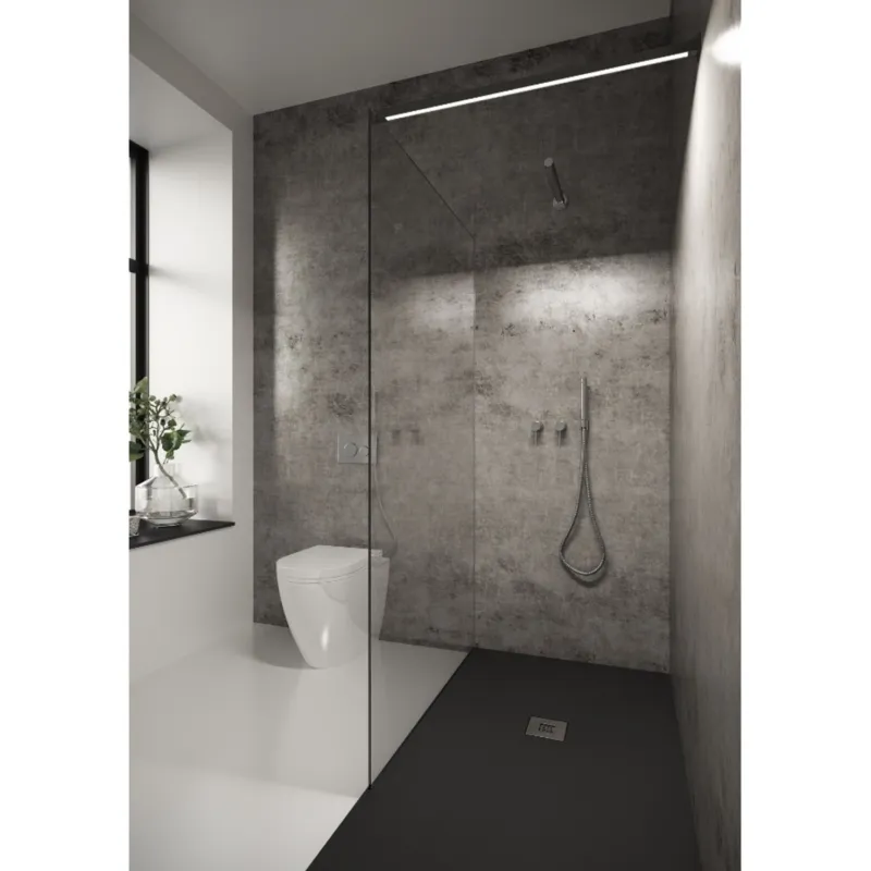 Nieuw Inloopdouche Bellezza Bagno StabiLight 90x195cm 8 mm Helder Glas Antikalk Inclusief Stabilisatiestang Met Verlichting Mat Zwart