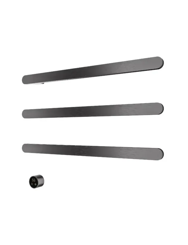 Rechtstreeks Van De Fabrikant Hotbath Soft Square radiator met 3 rails 80cm met aparte schakelaar en excl. inbouwelement geborsteld gunmetal PVD