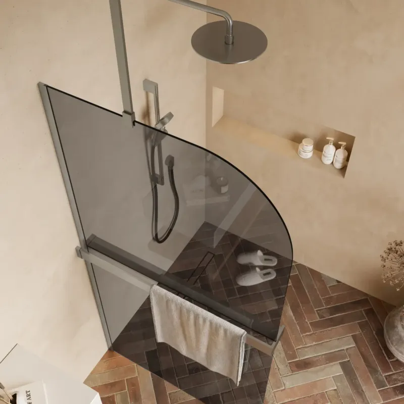 Saniclear Eclipse afgeronde inloopdouche 80cm RVS met rookglas en handdoekhouder Lage Kosten