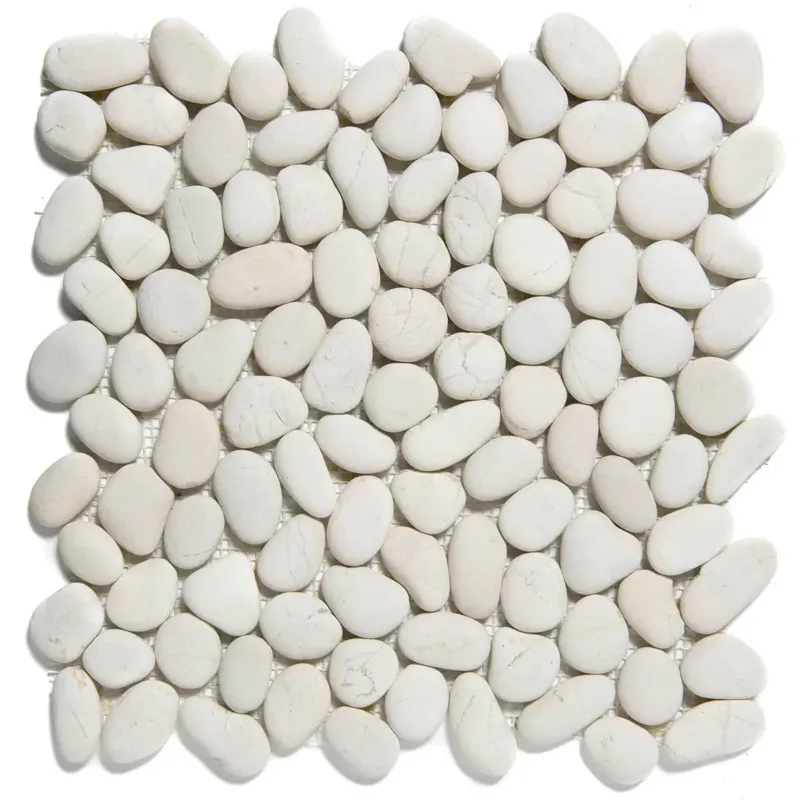 Tegelsample The Mosaic Factory Natural Stone riviersteen mozaïek tegels 31x30 ivory Tijdelijk Beschikbaar