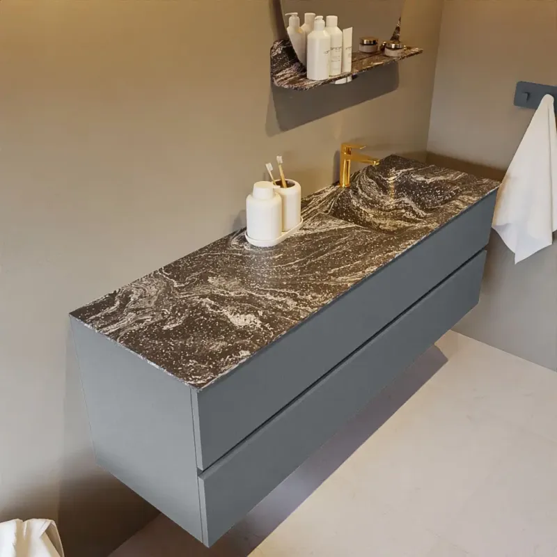 Mondiaz Vica DLux badmeubel 150cm plata 2 lades met wastafel lava rechts 1 kraangat Alleen Vandaag