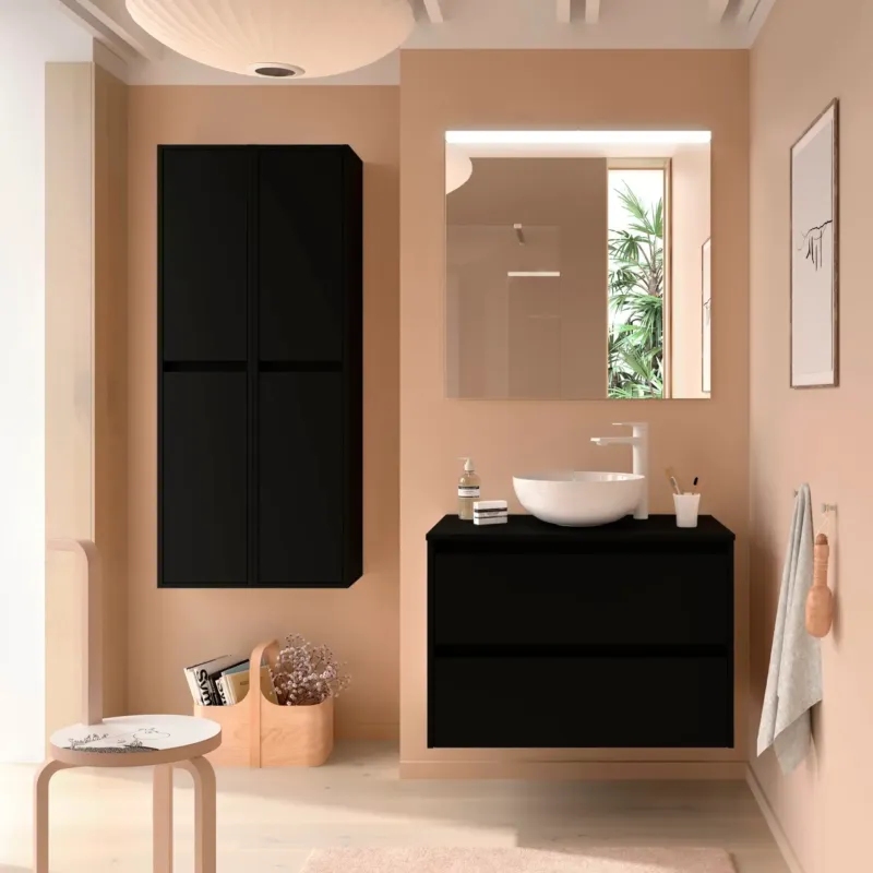 Muebles Project badmeubel 100cm met 2 lades en toppaneel zwart mat Meest Verkocht