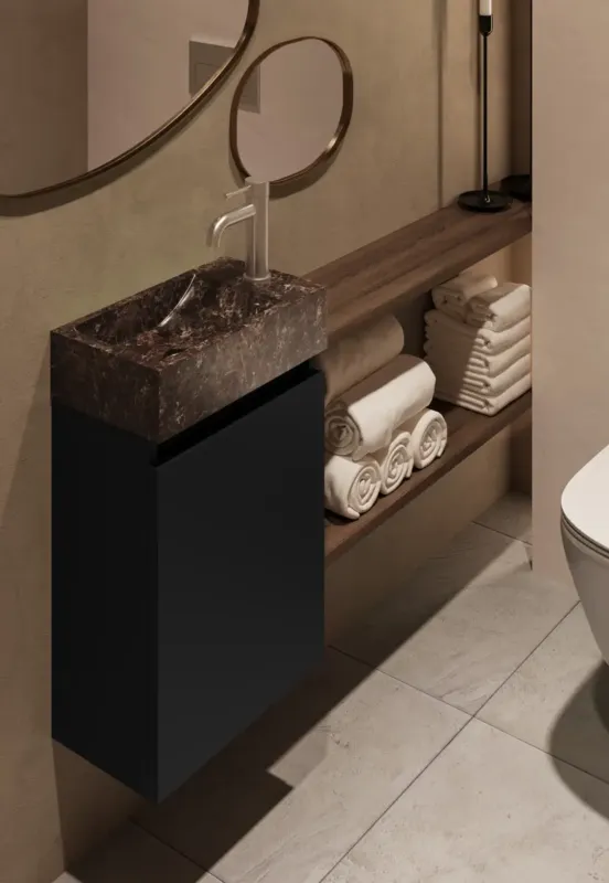 Express Levering Fontana Dark Emperador toiletmeubel 40cm zwart mat