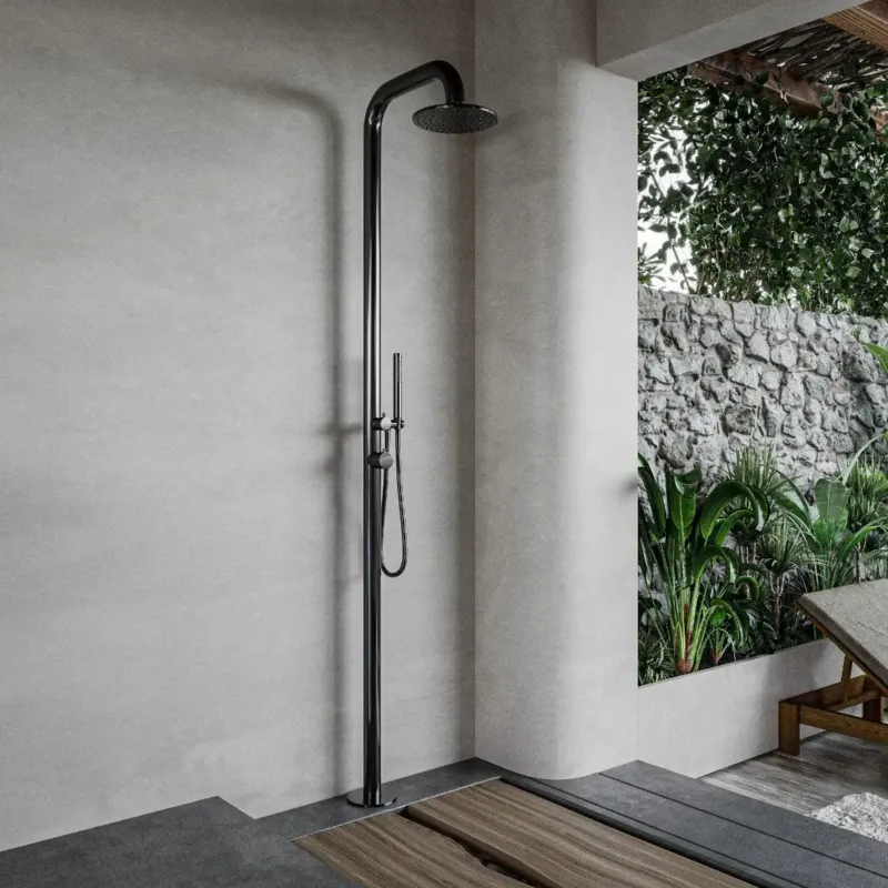 FortiFura Outdoor Deluxe vrijstaande buitendouche met handdouche gunmetal Nu Kopen