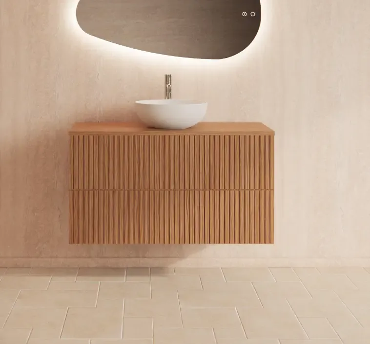 Gliss Design Hybris badkamermeubel met ribbelfront 90cm pure Betrouwbaar