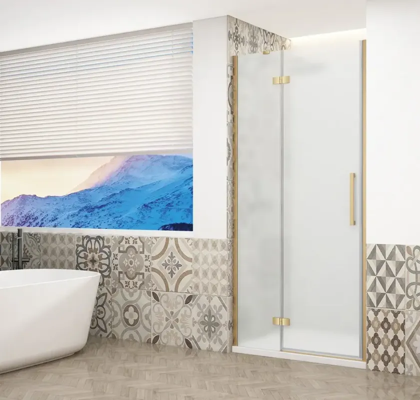 Gelco Trinity douchedeur 80cm links met mat glas goud Aanbieding