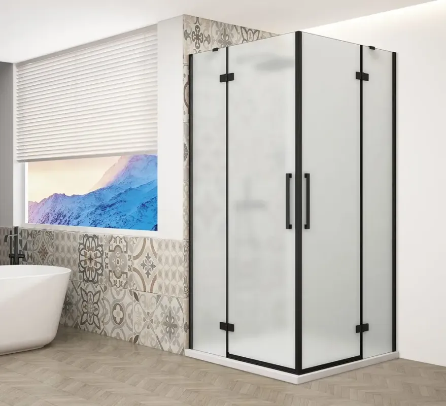 Direct Verzonden Gelco Trinity douchecabine met hoekinstap 80x100cm mat glas zwart mat