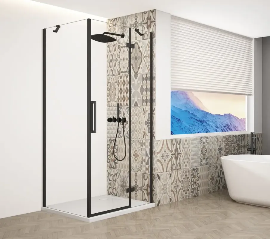 Gelco Trinity douchecabine met helder glas 110x120cm rechts zwart mat Gereduceerde Prijs