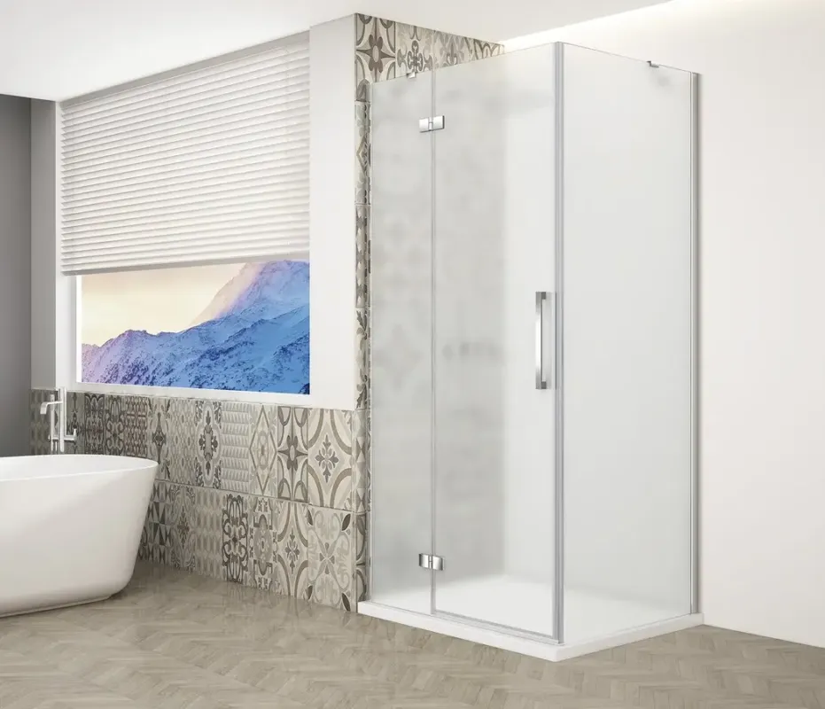 Koopje Gelco Trinity douchecabine met mat glas 110x120cm links chroom