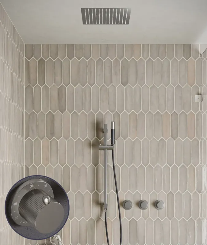 Korting Saniclear Plus Stripes Pro inbouw regendouche met inbouw douchekop 30x30cm, glijstang en staafhanddouche RVS