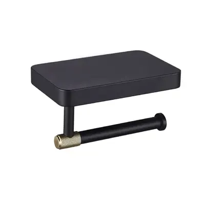 Shop Nu Eastbrook Catania messing toiletrolhouder met plankje zwart mat en messing geborsteld