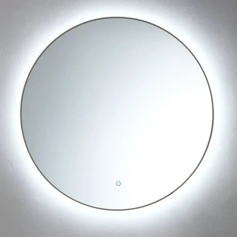 Veilige Betaling Lambini Designs Rodo ronde spiegel 80cm met indirecte dimbare verlichting gunmetal
