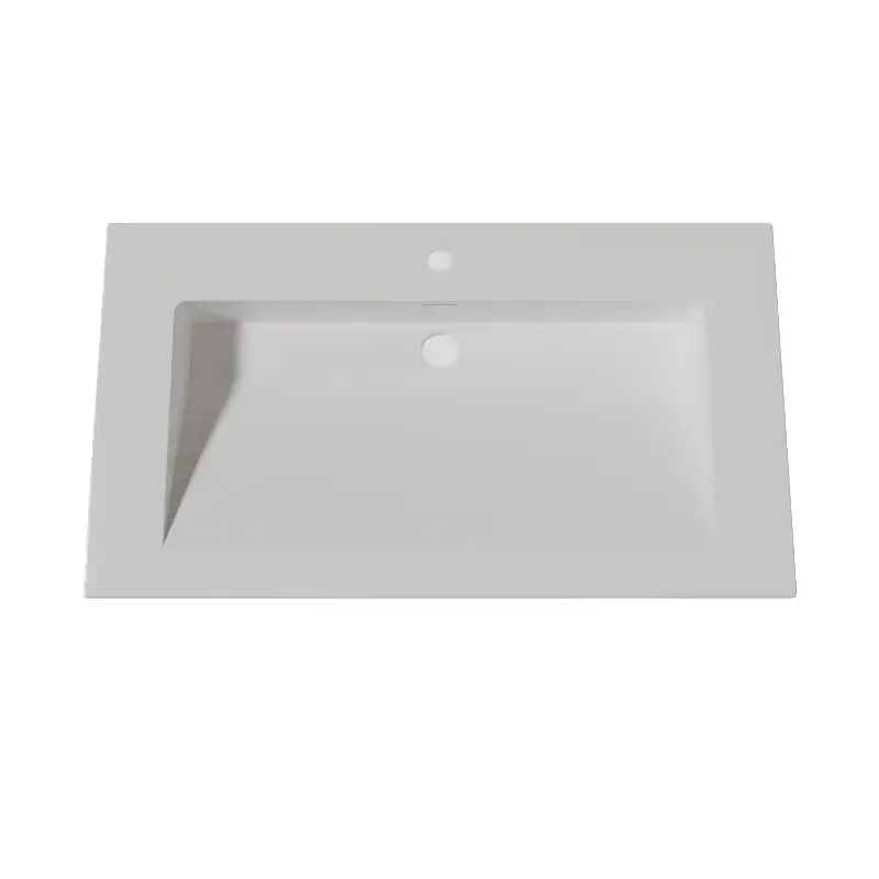 Lambini Designs Flora solid surface wastafel 80cm met kraangat wit mat Direct Beschikbaar