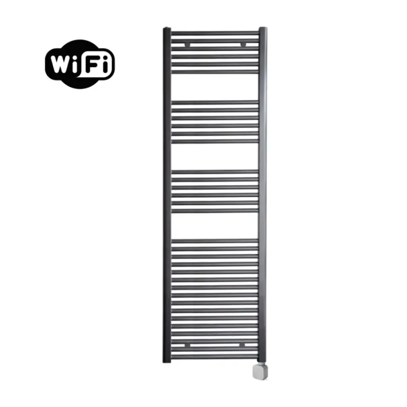 Betaalbaar Sanicare Carini elektrische Wifi radiator 172x45cm gunmetal met thermostaat zilver rechtsonder