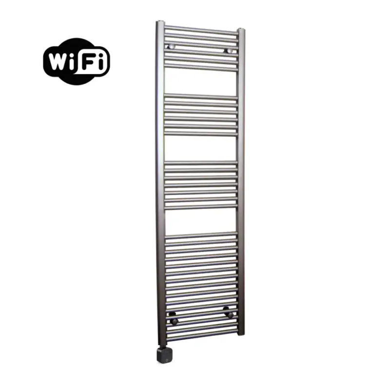 Sanicare Carini elektrische Wifi radiator 172x60cm inox-look met thermostaat zwart linksonder Superprijs