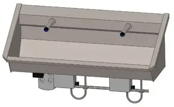 Direct Beschikbaar Intersan Sanilav muurwastrog m. elektronische muurkraan 120cm 2-personen RVS