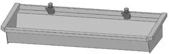 Fabrieksprijs Intersan Sanilav muurwastrog m. zelfsluitende wastafelkraan 180cm 3-personen RVS