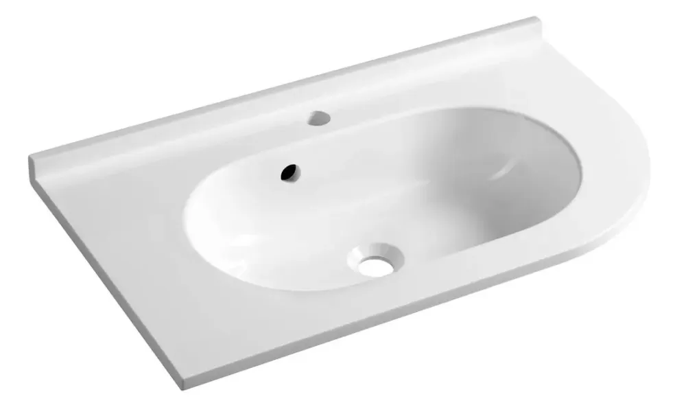 Direct Verzonden Sapho Pulse wastafel mineraalmarmer links 75x45cm