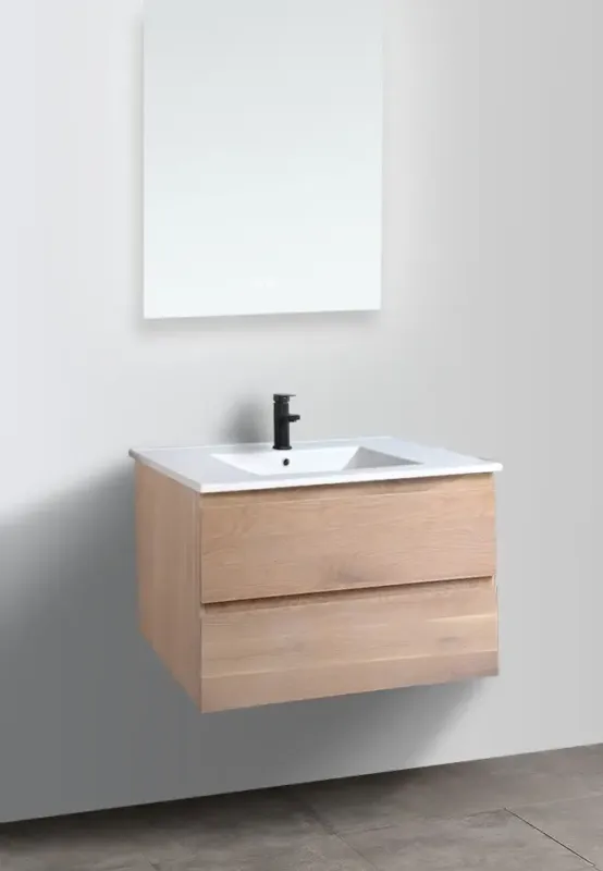 B-Stone Boston badkamermeubel 80cm eiken met witte keramische wastafel Bestel Nu