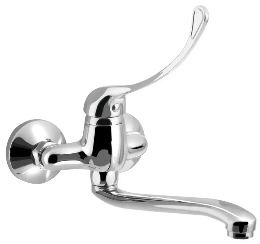 Aqualine 35 wastafelkraan met medische hendel en gebogen uitloop 22cm hartafstand 10cm chroom Direct Beschikbaar